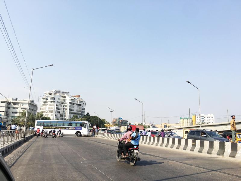 Protesters causing massive traffic jam in Chennai, Tamil Nadu, India