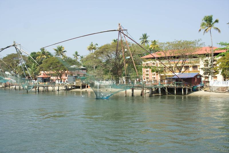 Fishing nets, on a boat tour of the backwaters, Kerala, India