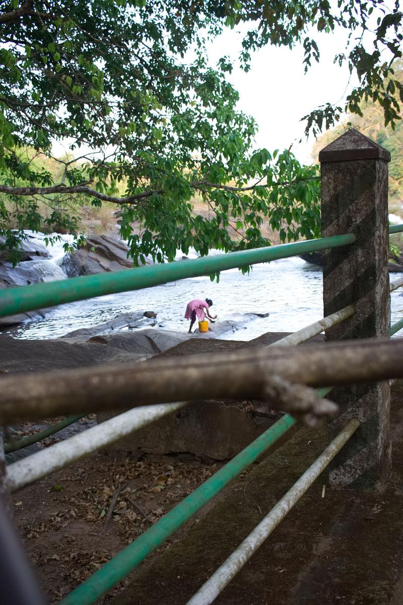 Woman washing clothes in the water, somewhere around Vazhachal Falls Ernakulam, Kerala, India