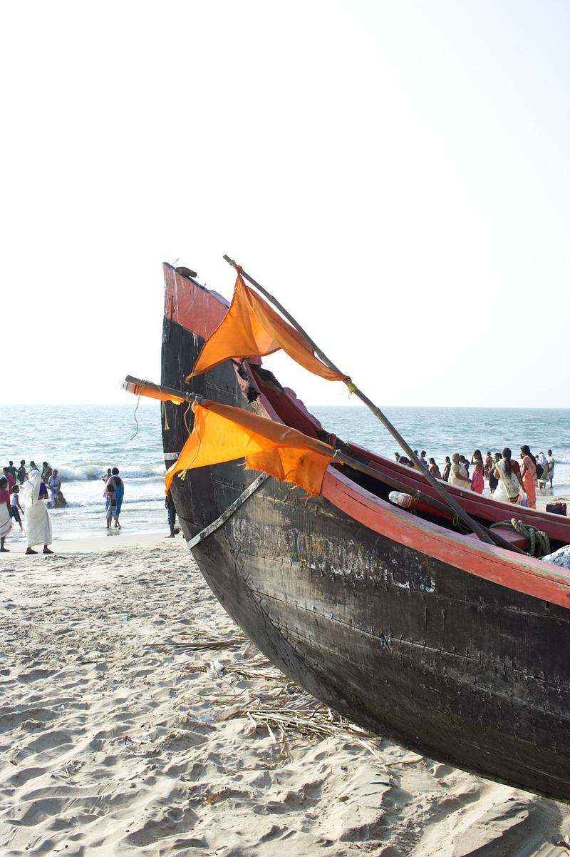 Boat textures at the beach along the Arabian sea, Ernakulam, Kerala, India