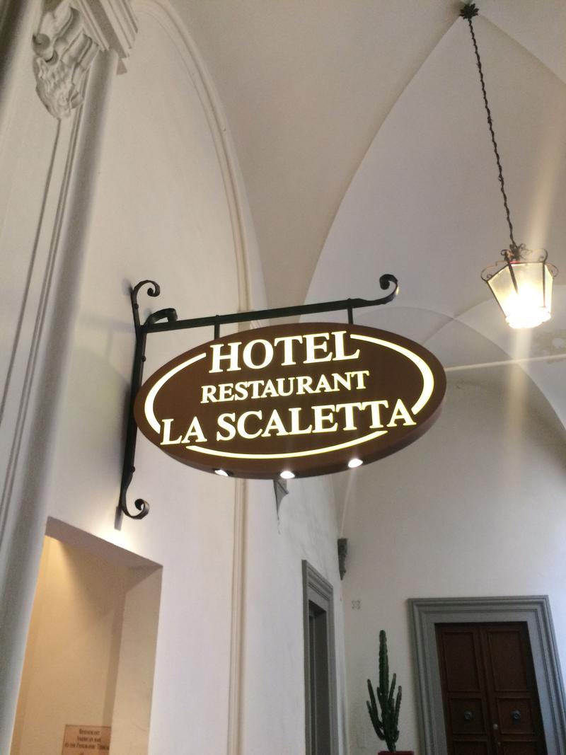 Hotel La Scaletta signage, Florence, Italy