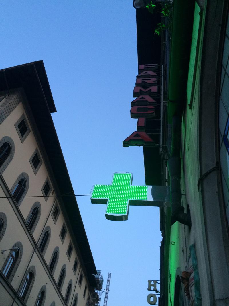 Florence, Italy, street views, pharmacy signage