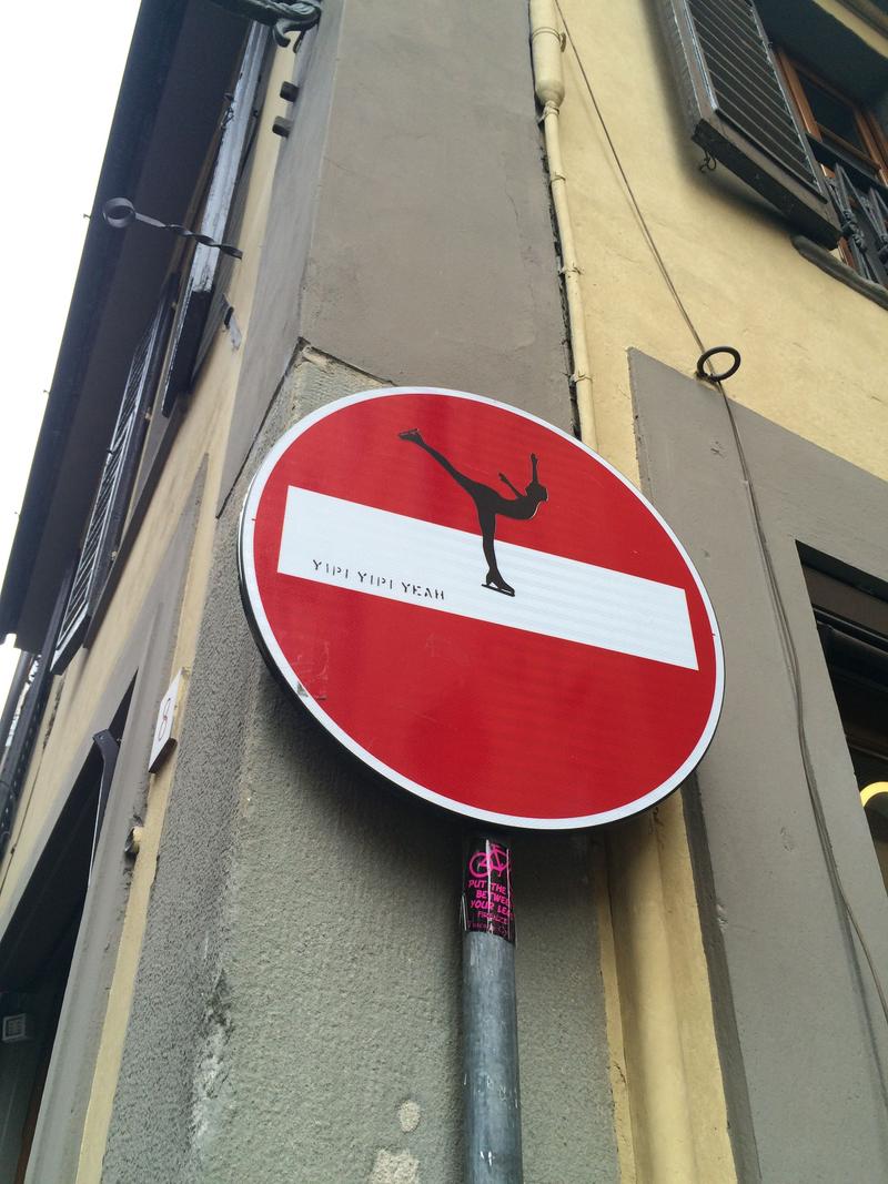 Creative street signage: the skater, Florence, Italy