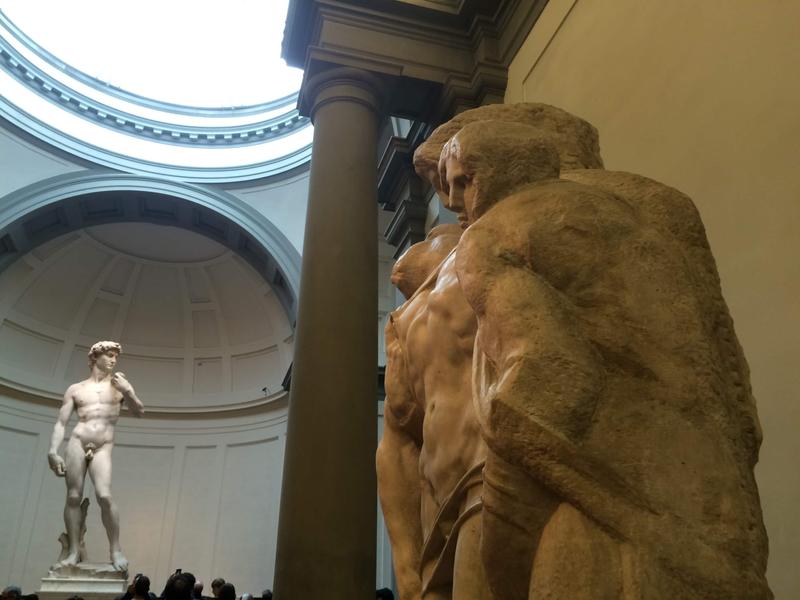 Michelangelo's The David, and Hall of Prisoners, Accademia Gallery, Florence, Italy
