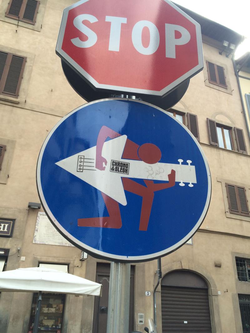 Creative street signage: the rocker, Florence, Italy