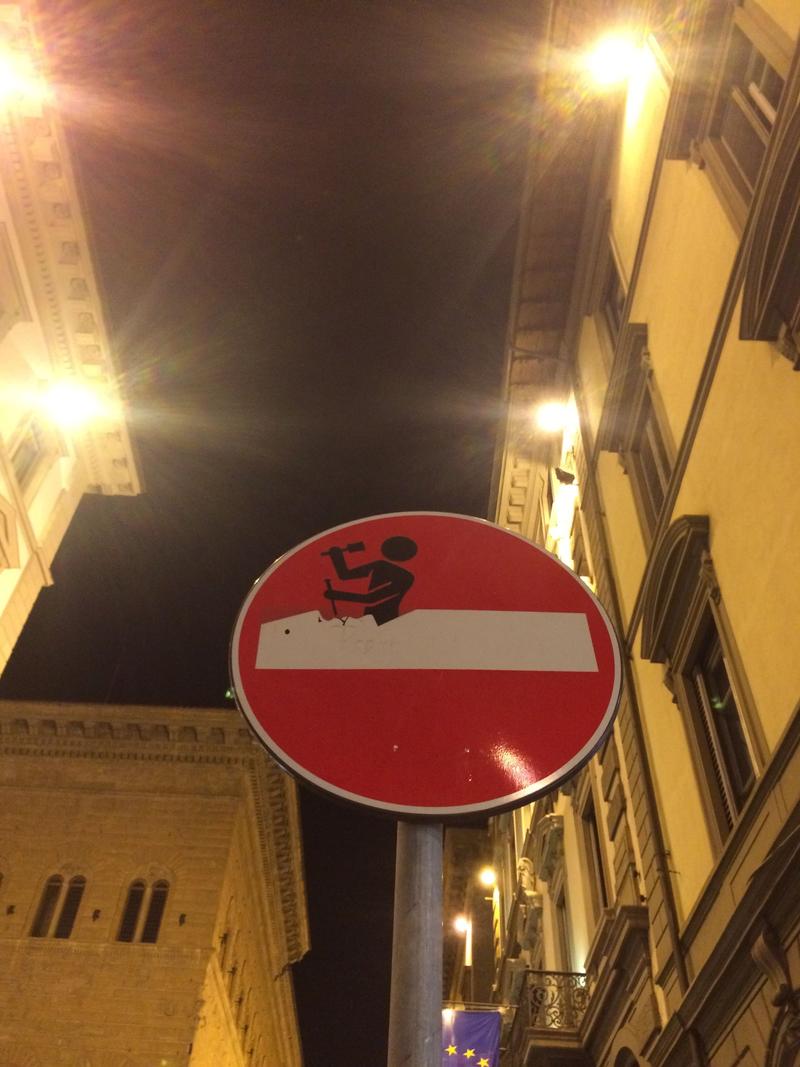 Creative street signage: the chisel, Florence, Italy