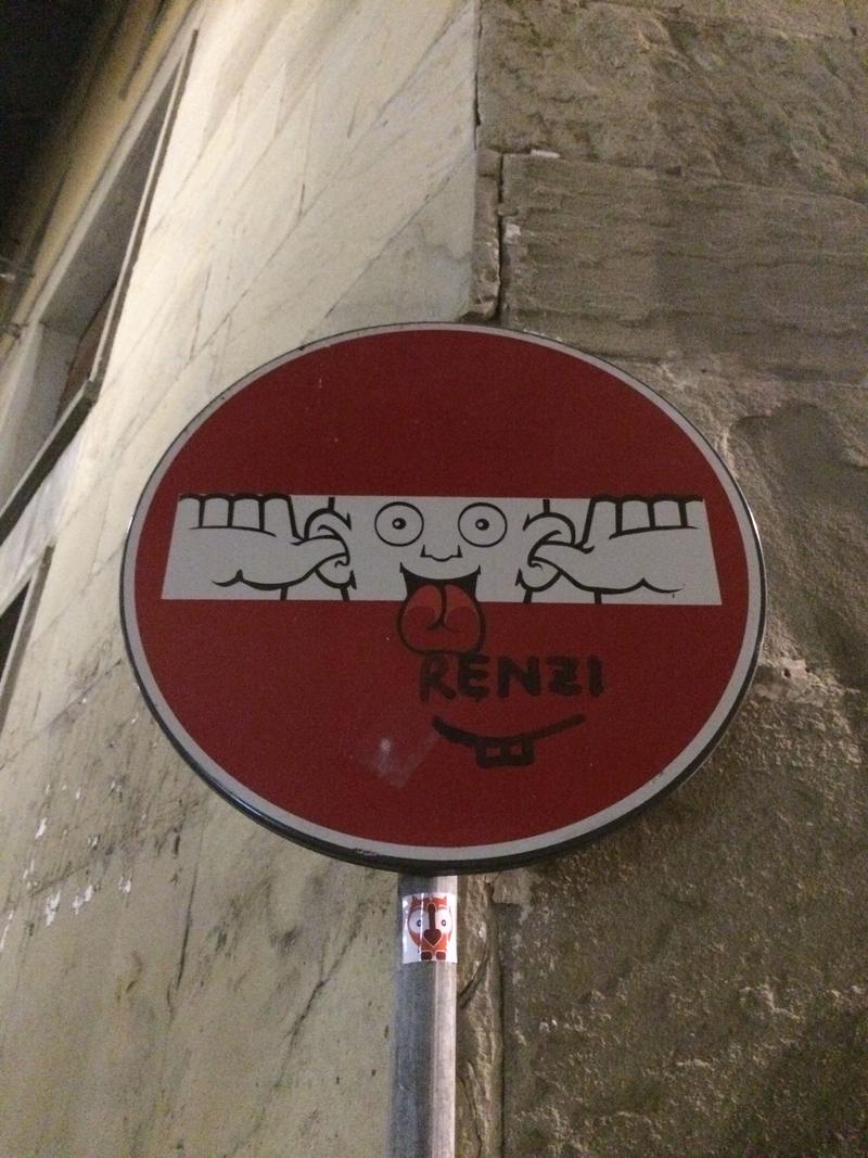 Creative street signage: funny face, Florence, Italy