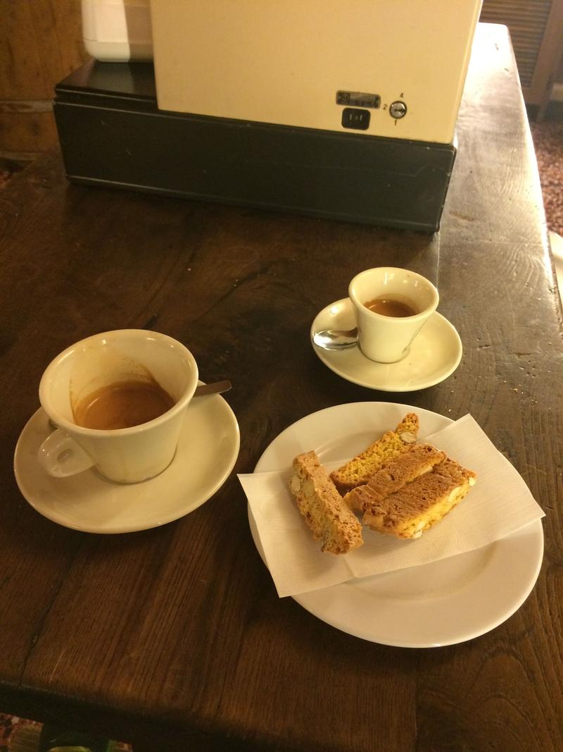 Espresso and biscotti at an Alimentari, Florence, Italy