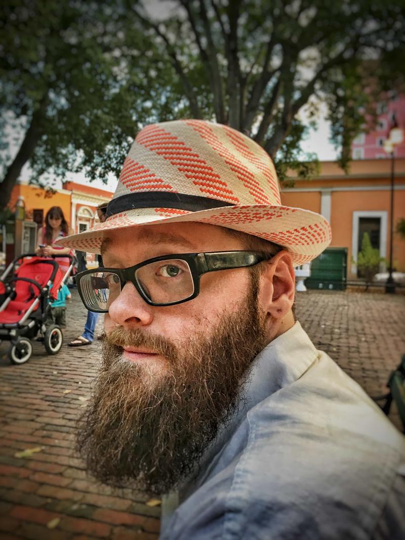 Me wearing an ever-sought-after packable panama hat, Merida, Yucatan, Mexico