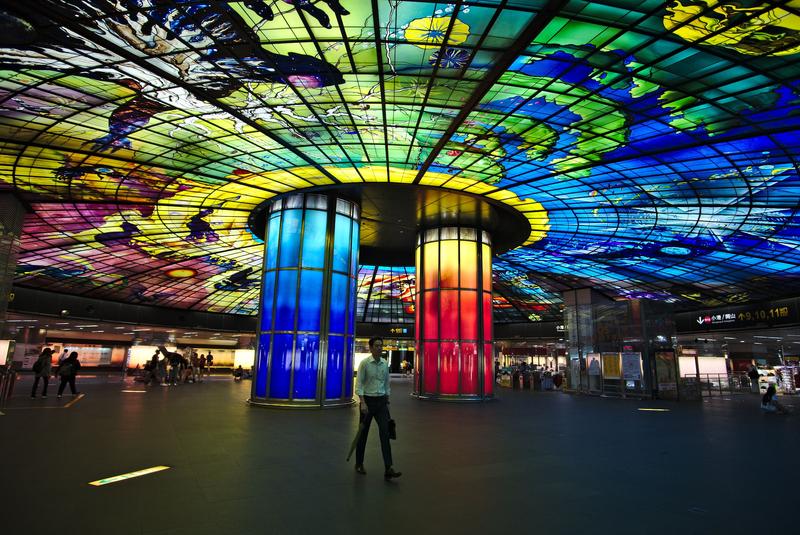 Kaohsiung, Taiwan, The Dome of Light stained glass, Formosa train stop.