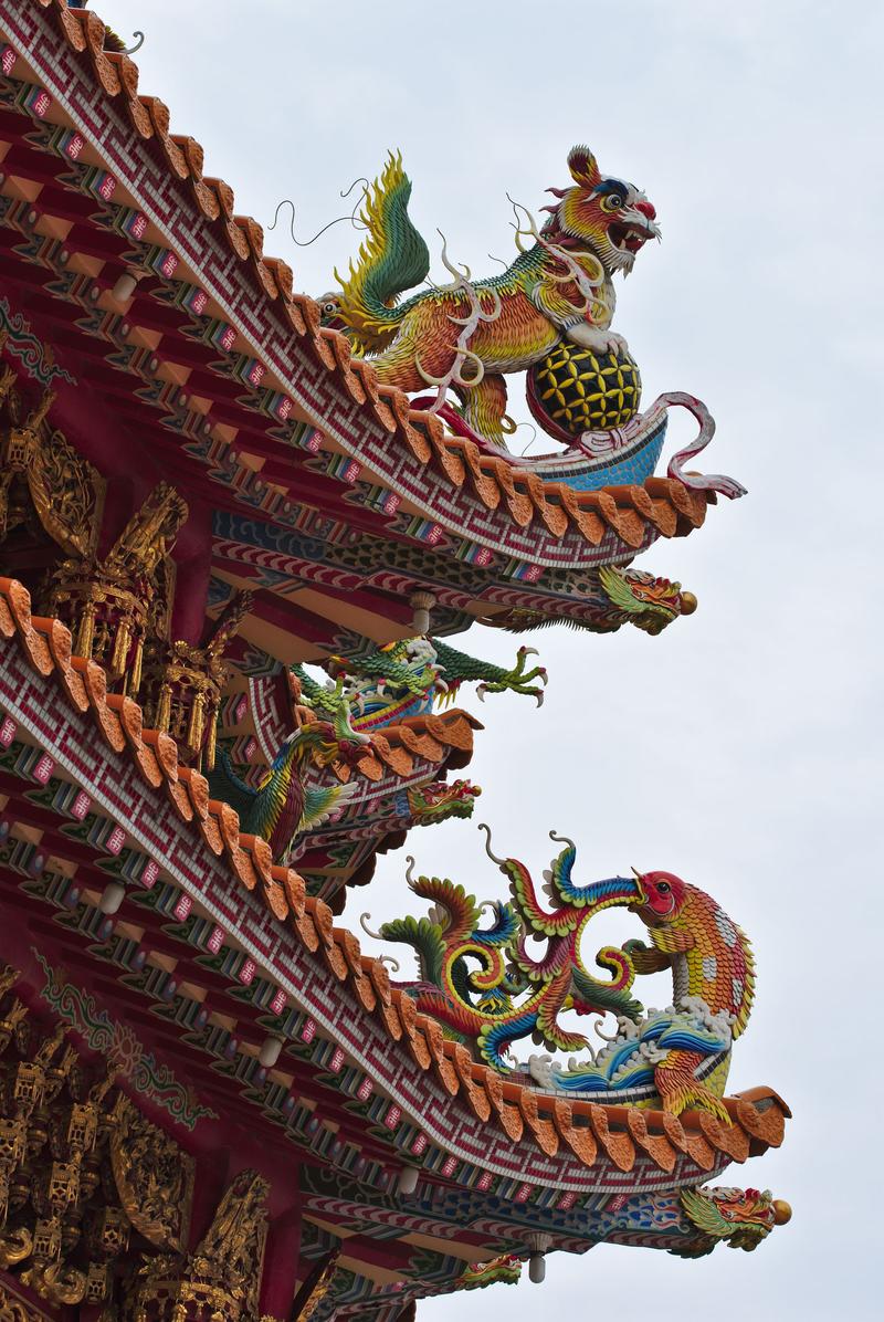Temple details on Cijin Island, Taiwan