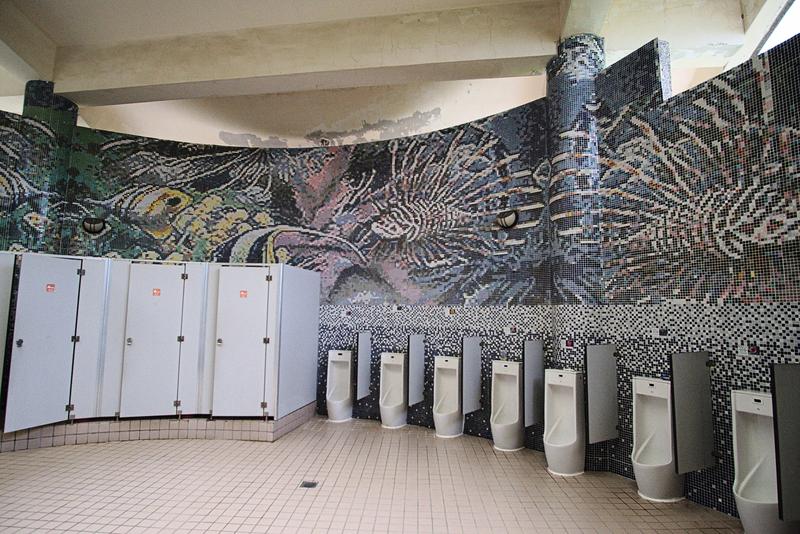 Really intense tile work in the bathrooms on Cijin Island, Taiwan