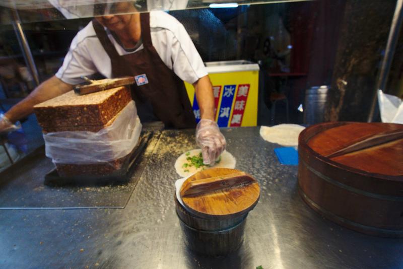 Ice Cream Peanut Wrap (2 scoops of ice cream, shaved peanut, and parsley ) on Cijin Island, Taiwan