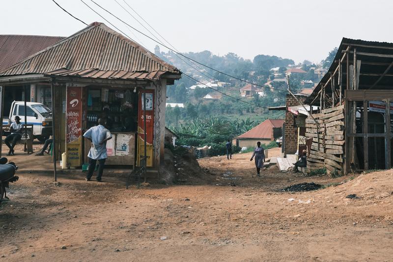 Street views and Airtel mobile kiosk, Uganda