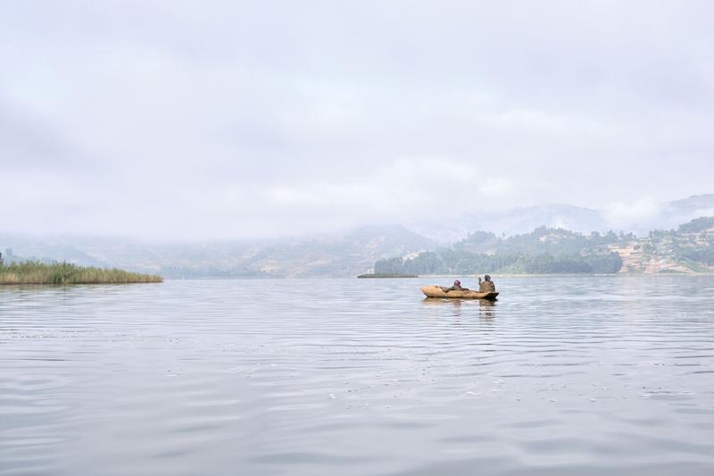 Two women in a boat on Lake Bunyonyi, Uganda