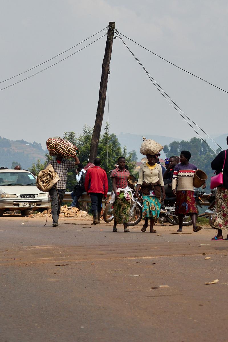 Street scenes of people at a market, Uganda