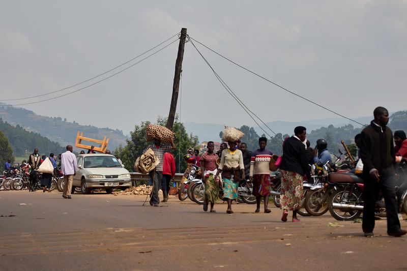 Street scenes of people at a market, Uganda