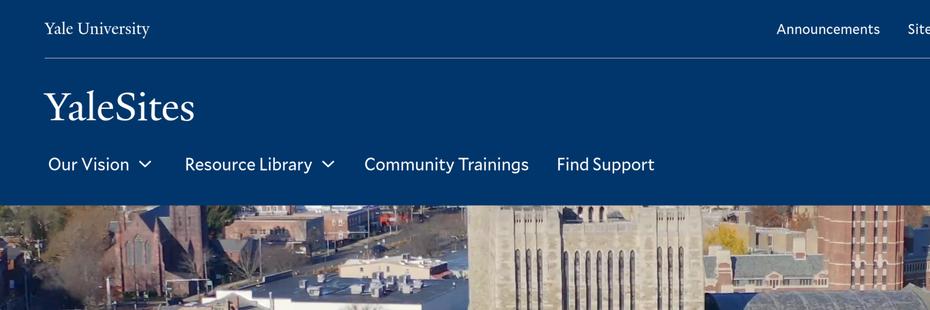 YaleSites website screenshot